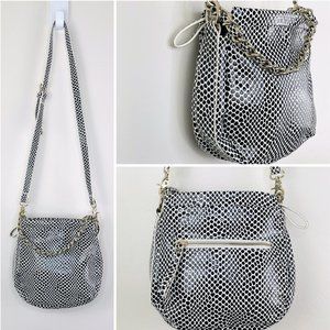 Sondra Roberts Squared SR2 Black/White Faux Snakeskin Crossbody Bag